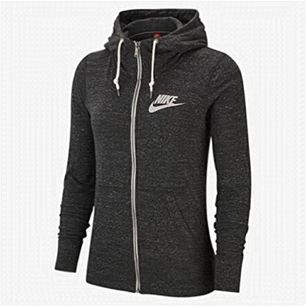 Nike Sportswear Gym Vintage Zip-Up Hoodie in Grey Anthracite Sz XS